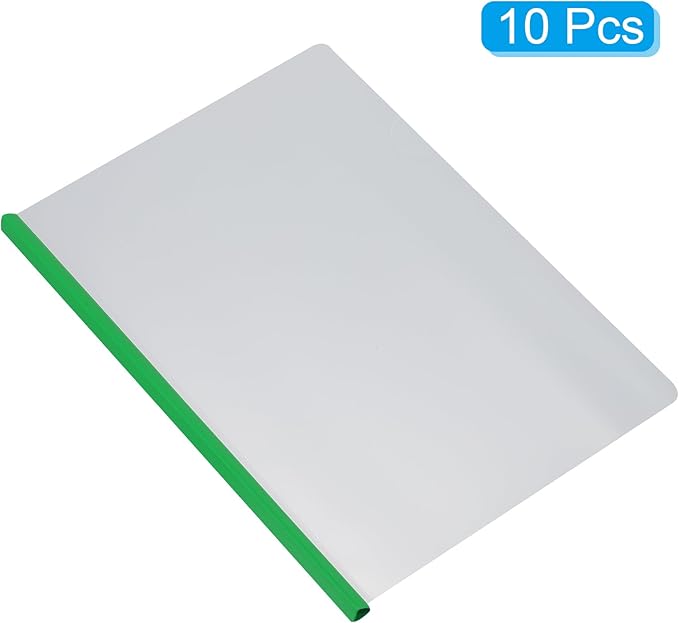 PATIKIL Clear Report Covers with Sliding Bar, 10 Pcs 15mm Slide-Grip Resume Covers 135 Sheets Capacity, A4 Presentation Folders for File, Resume Green