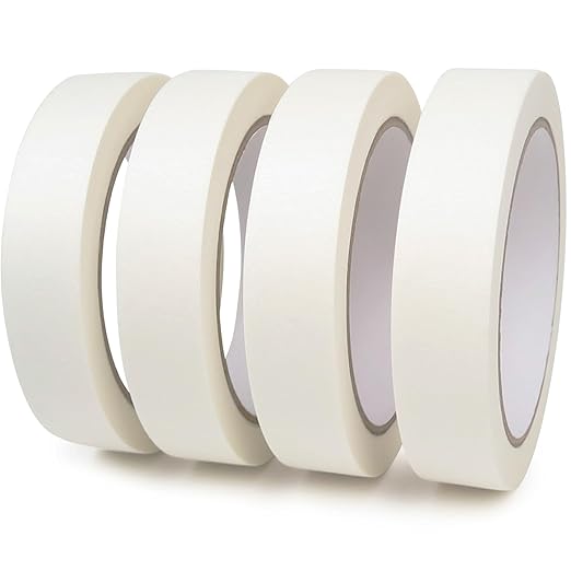 4 Pack White Artist Tape - Art Masking Tape for Watercolor Paper, Canvas Acrylic Painting, Curves, Framing, Paint, Gouache, Console - Acid Free Drafting Tape 1" Wide - 360FT Total