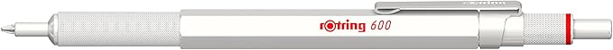 Rotring 600 Metallic Ballpoint Pen Medium Point Black Ink Pearl White Barrel Refillable 1 Count