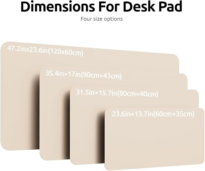 YSAGi Leather Desk Protector, Office Mat, Large Mouse Mat, Non-Slip PU Leather Blotter, Laptop Desk, Waterproof Writing Pad for Office and Home (Eggshell, 35.4" x 17")