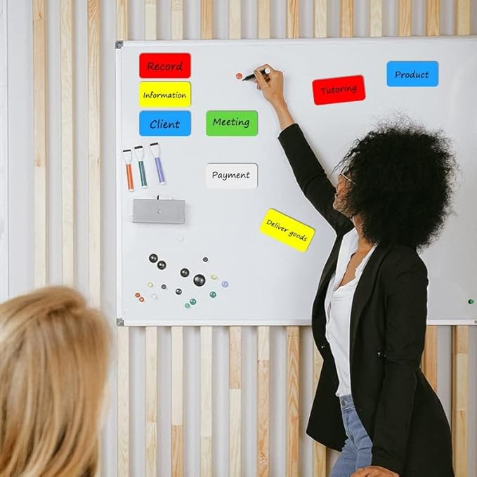 Dry Erase Magnetic Labels, 4x2 Inch, 40 Pieces in 5 Colors, Reusable, for Whiteboards, Locker, School, Classroom, Office, Home