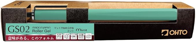 OHTO GS02 Roller Gel Pen, Retractable Needle Tip 0.5mm Fine Point, Mint Green Barrel, Ultra-Quick Drying Black Gel Ink Pen, All-Metal Hybrid Body, GS02-G5-MI