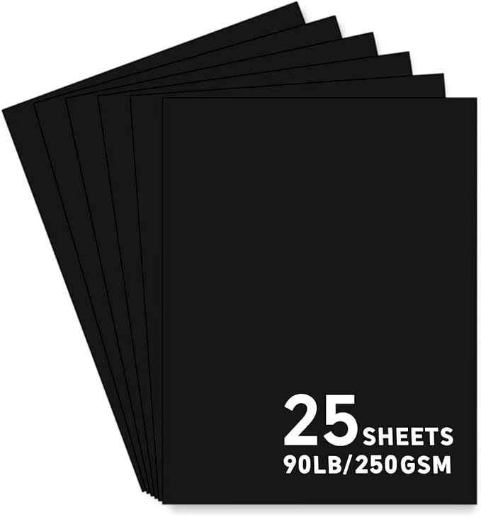 25Sheets Black Cardstock Paper, 8.5 x 11 Card stock for Cricut…