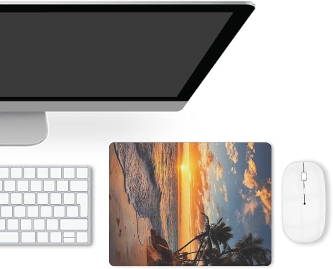 Sunset Beach Mouse Pad, Square Mousepad,Waterproof Mouse Mat Non-Slip Rubber Base MousePads for Office Home Laptop Travel, 9.5"x7.9"x0.12" Inch