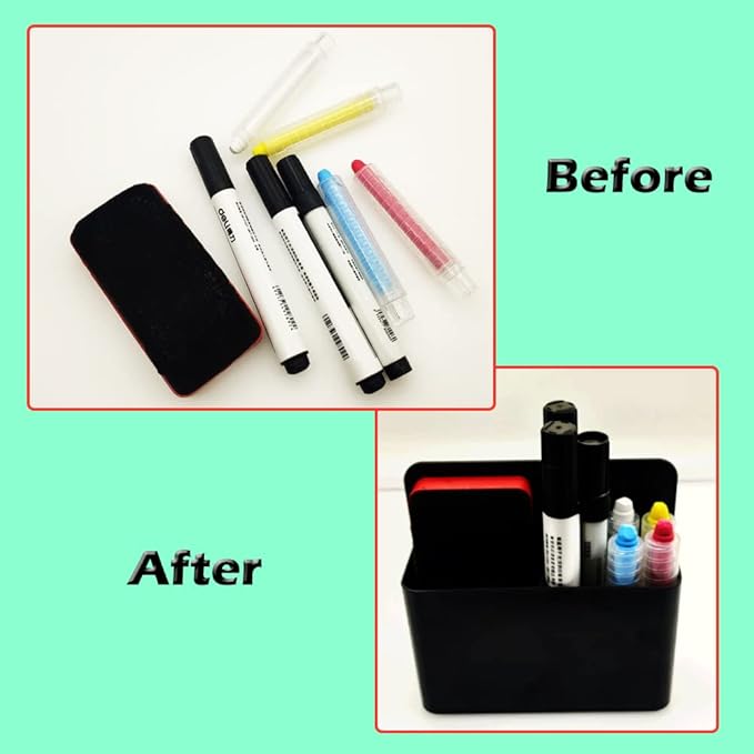 1 Pack Magnetic Marker Holder, Dry Erase Marker Holder Chalk Pen Storage Organizer for Whiteboard/Blackboard, Fridge/Regrigerator, Metal Locker, and Cabinet, (Blue)