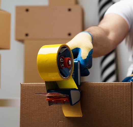 Heavy Duty Packaging Color Tape for Shipping,Packing and Moving 3" Wide x 2.0 Mil Thick -110 Yrd Roll -Acrylic Adhesive Tape for Box Sealing. (1 Roll, Yellow, 3" Wide x 110 yds)