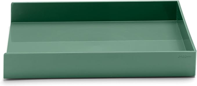 Poppin Stackable Letter Tray - Modular Lacquer Desk Trays for Office Organization, Color-Coordinated Office Supplies for Desk, Paper Trays (Sage, Letter)