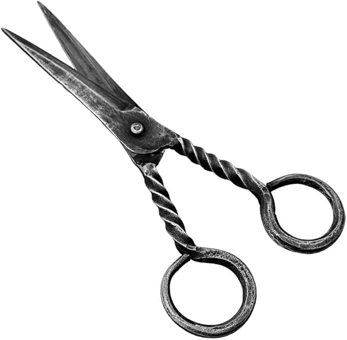 Hand Forged Twisted Medieval Scissor Wrought Iron Handmade Vintage Scissor Blacksmith Craft Scissor for Classic Look Black Antique Finish Heavy Duty Sharp Scissor BY LIVING IDEAS