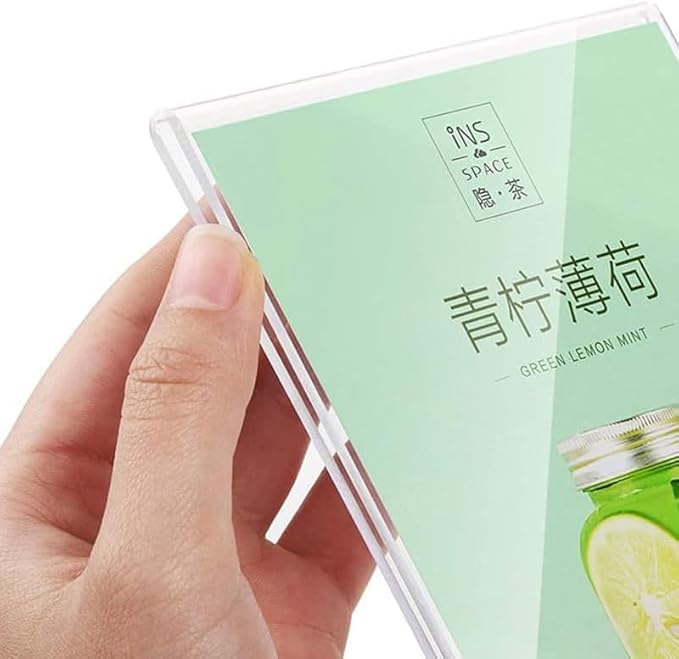 Acrylic Sign Holder A4/A5/A6 Menu Displays Double Sided, Wood Base Table Top Sign Stand (Vertical A4 210×297mm/8.27×11.69 inches