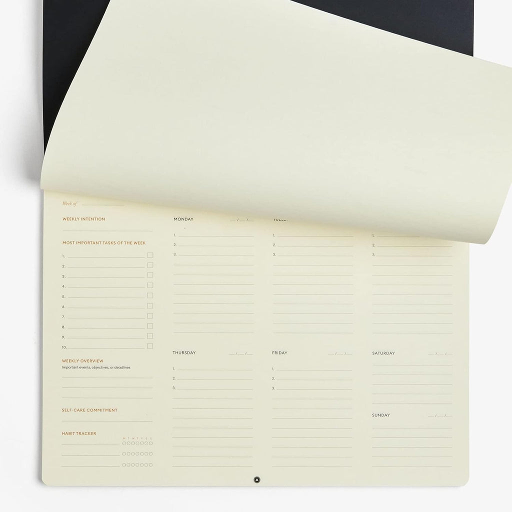 Intelligent Change - Weekly Desk Pad, 1-Year Productivity Planner, Tear-Out Deskpad for to-Do List, Productivity Tools for Time Management and Mindfulness, A4 Size, Black
