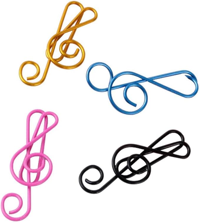 Paper Clips,Hdtyyln 20Pcs Metal Creative Musical Notes Style Cute Paper Clips Assorted Metal Paper Clips Musical Notes Clips Music Office Accessories for Desk Bookmark Office School Notebook Colors