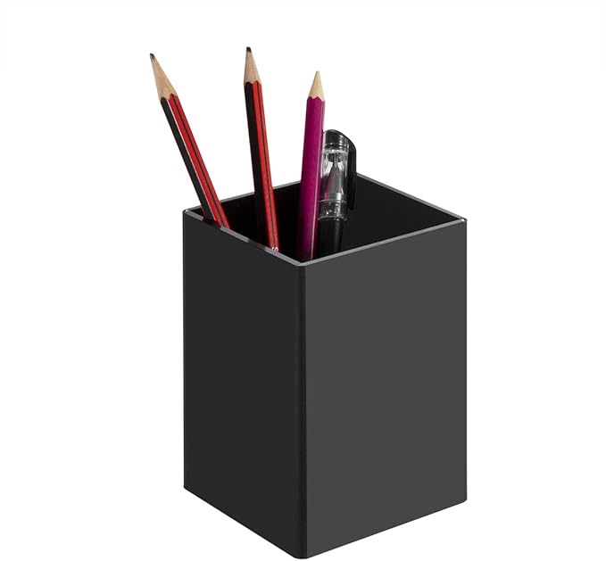 NIUBEE Black Acrylic Pen Holder 4 Pack, Desktop Pencil Cup Stationery Organizer for Office Desk Accessory