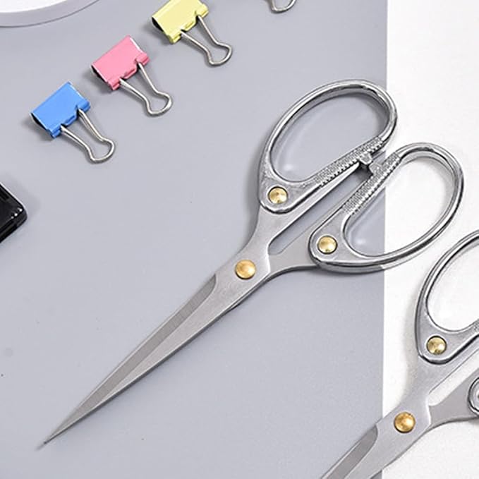 6.3" All Stainless Steel Office Scissors,Ultra Sharp Blade Shears,Sturdy Sharp Scissors for Office Home School Sewing Fabric Craft DIY Multipurpose Scissors Sliver