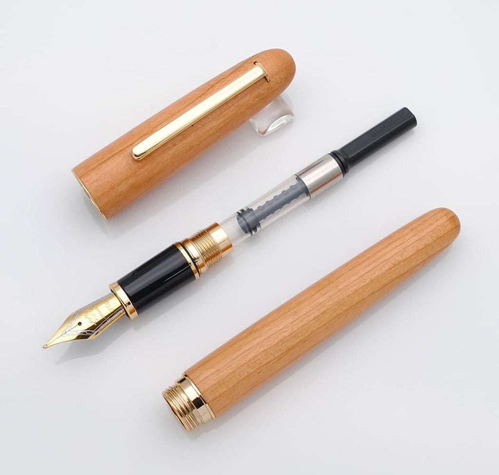 JINHAO 9036 Natural Wood Fountain Pen Handmade Ink Pen (Medium Nib 0.7mm, Cherry Wood)