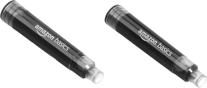 Amazon Basics Fountain Pen with two replacement cartridges- Medium Point, Black Ink