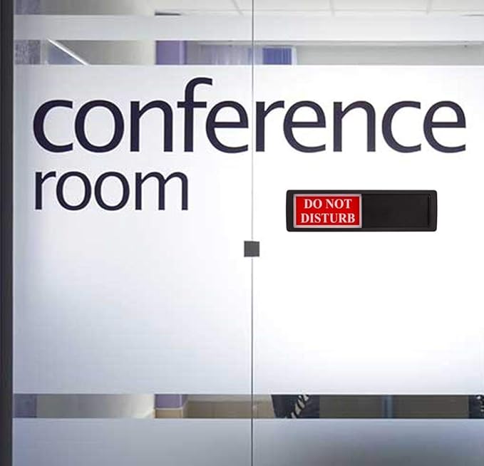 Privacy Sign - Do Not Disturb/Welcome Sign for Home Office Restroom Conference Hotel Hospital, Non-Scratch Magnetic Slider Door Indicator Sign Whether Room Vacant or Occupied (Black)