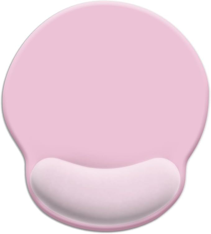 Pink Ergonomic Mouse Pad with Wrist Rest, Gaming Mousepad Gel Wrist Support with Non-Slip Pain Relief PU Base, Comfortable Computer Mouse Pads for Desk, Pink Office Desk Accessories Decor