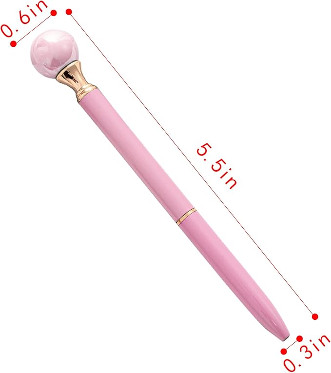 6 Pieces False Pearl Decoration Twist Metal Ballpoint Pen Ball Pen 1.0 MM Black Ink