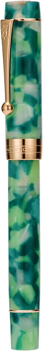 Jinhao 100 Fountain Pen Celluloid Classic Style, #6 Nib Smooth Writing Instrument with Refillable Converter and Pen Case Set