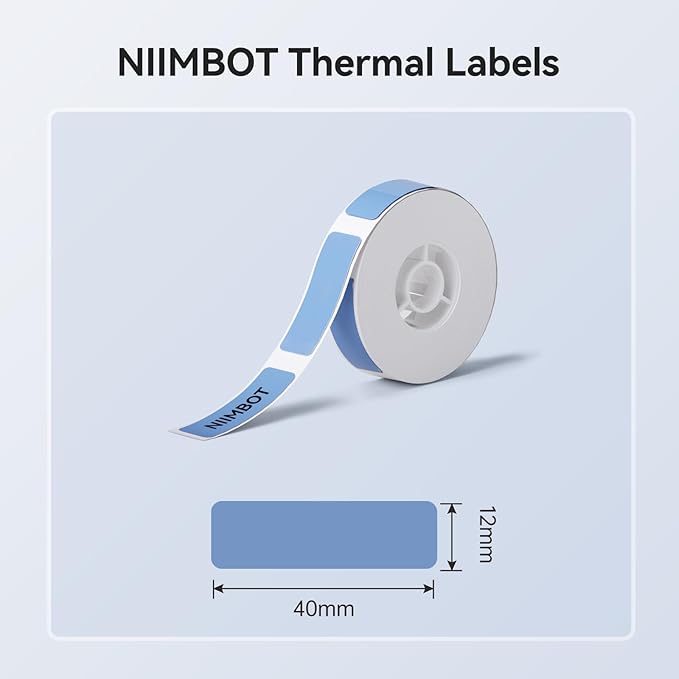 NIIMBOT Label Maker Tape for D11/D110/D101 Label Maker, 12 x 40 mm (0.47'' x 1.57'')-160 Tapes/Roll for Home Office Labeling Tape Replacement, Blue