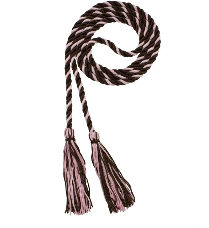 Tassel Depot Graduation Honor Cord - Brown/LT Pink - Every School Color Available - Made in USA