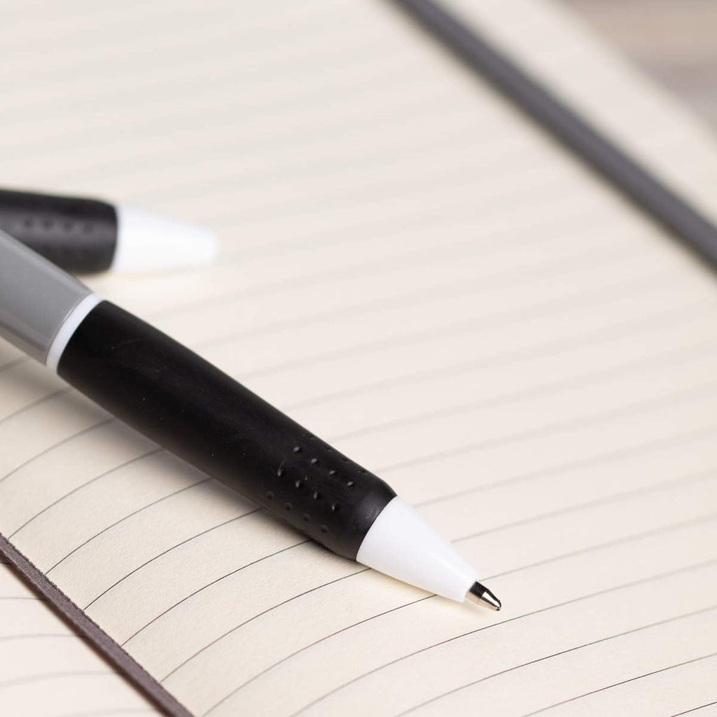 Simply Genius 100-Pack Black Ink Retractable Ballpoint Pens Bulk Ideal for Schools, Office Set, Notebooks, Journals & More (Gray&Black)