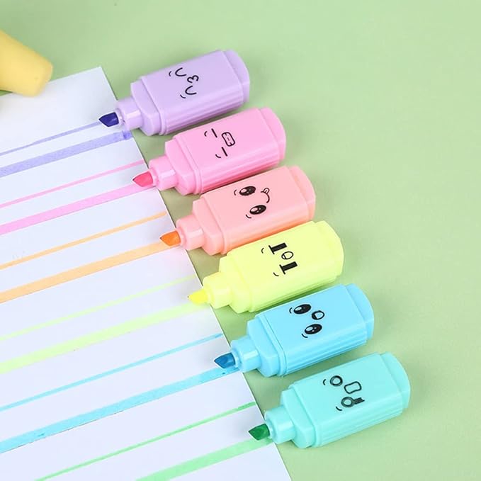 Set of 6 Color Highlighter Markers, Creative Chisel Tip Multi Color Highlighter Pens for Note Taking, Coloring Book and Journal Planner, School and Office, etc.