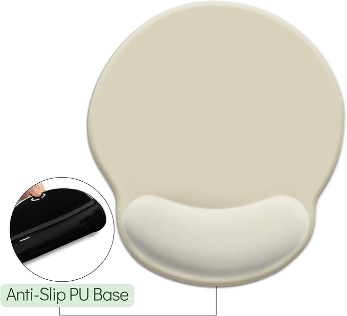 Ergonomic Mouse Pad with Wrist Rest, Gaming Mousepad Wrist Support with Non-Slip Pain Relief PU Base, Comfortable Computer Mouse Pads for Desk, Cute Office Desk Accessories Decor Apricot