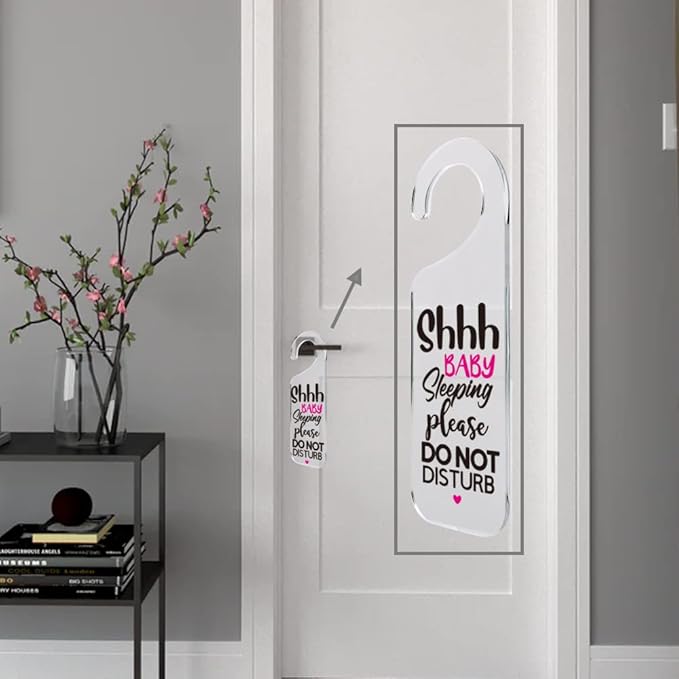 Do Not Disturb Door Sign Engraved Acrylic Hanger Handle Home Decor Acrylic Banner Acrylic Hanging Sign Door Plaque Handmade Office Hanging Sign Baby Sleeping