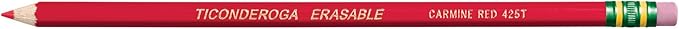 Ticonderoga® Erasable Checking Pencils, Presharpened, Carmine Red, Pack Of 12