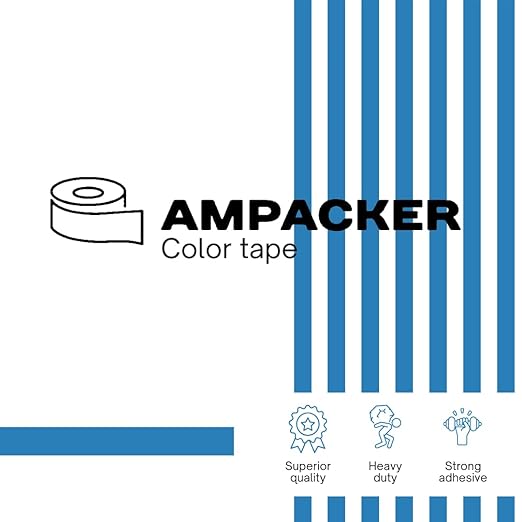 Heavy Duty Packaging Color Tape for Shipping,Packing and Moving 3" Wide x 2.0 Mil Thick -110 Yrd Roll -Acrylic Adhesive Tape for Box Sealing. (4 Rolls, Blue, 3" Wide x 110 yds)