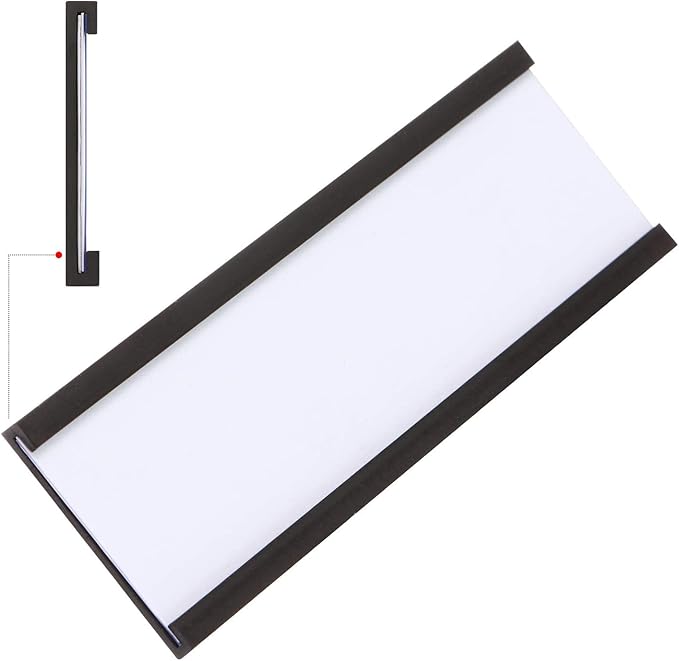 C Channel Magentic Label Holders 2x5.5 Inches with Paper Inserts and Clear Plastic Protectors,Magnetic Data Card Holders File Cabinet Labels,Pack of 30