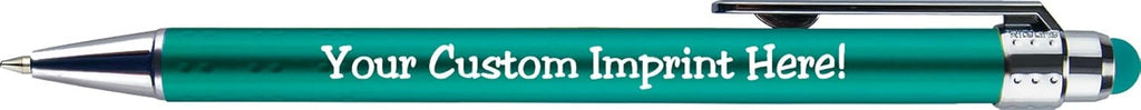 Personalized Pens with Stylus Tip -Bright Vibes- Click action - Custom - Black writing - Printed Name pens - Imprinted with Your Logo or Message - FREE PERSONALIZATION - 12 Pens/Box (Teal)