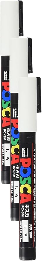 Uni Posca Fine Marker, White (PC3M.1) (Pack of 3)