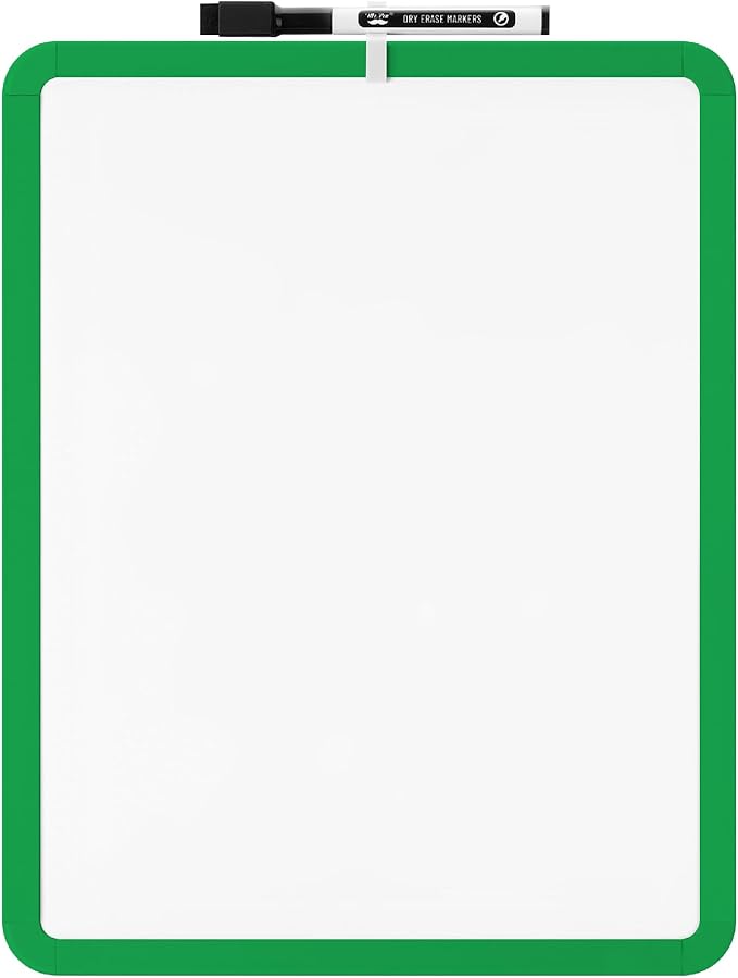 Mr. Pen- Dry Erase Board, 14” x 11” with a Black Dry Erase Marker, Green Frame, Small White Board, White Board for Kids, White Board for Students, Small Dry Erase Board, Mini White Board