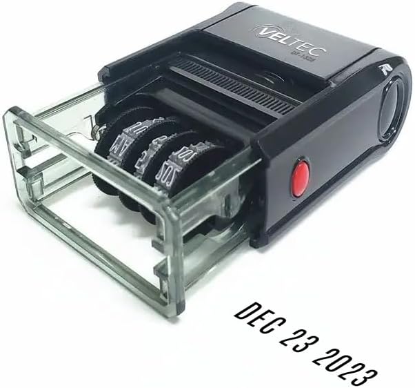 Self Inking Date Stamp with Month, Day, Year - Easy to Use & Adjust, Rubber Head, Sturdy ABS, Uniform Print, 10 Years of Dates, Refillable (Black)