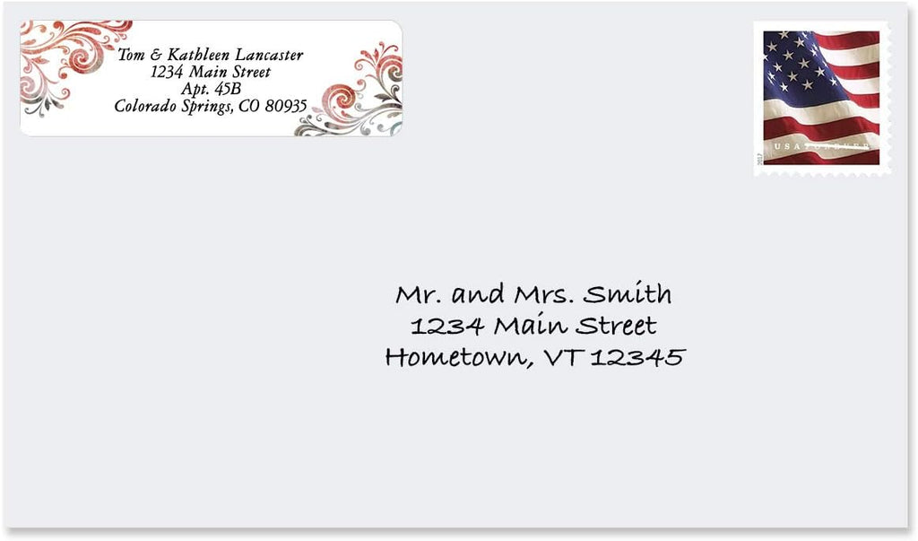 Colorful Images Colorful Gray Swirls Rolled Personalized Return Address Mailing Labels with Dispenser, Customize with Name & Shipping Address, 500 ¾” x 2½” Self Adhesive, Easy Peel Label Roll