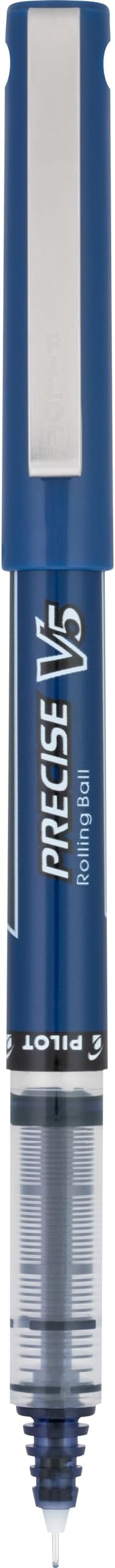 Pilot, Precise V5, Capped Liquid Ink Rolling Ball Pens, Extra Fine Point 0.5 mm, Navy Blue, Pack of 12