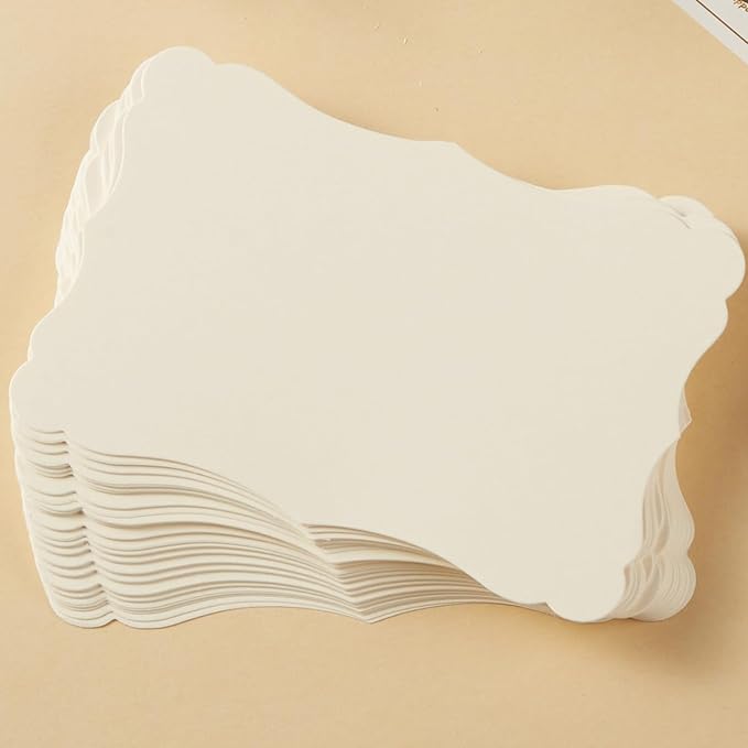 50 Pack Blank Kraft Cards Cardstock Thick Paper Brown Greeting Cards for DIY Gift Card Menus, Baby Shower and Wedding Invitations (Cream, 4x6IN)