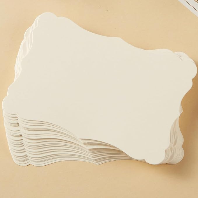 50 Pack Blank Kraft Cards Cardstock Thick Paper Brown Greeting Cards for DIY Gift Card Menus, Baby Shower and Wedding Invitations (Cream, 5x7IN)