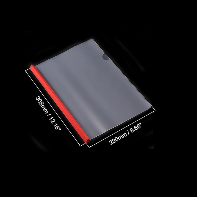 PATIKIL Clear Report Covers with Sliding Bar, 10 Pcs 15mm Slide-Grip Resume Covers 135 Sheets Capacity, A4 Presentation Folders for File, Resume Red