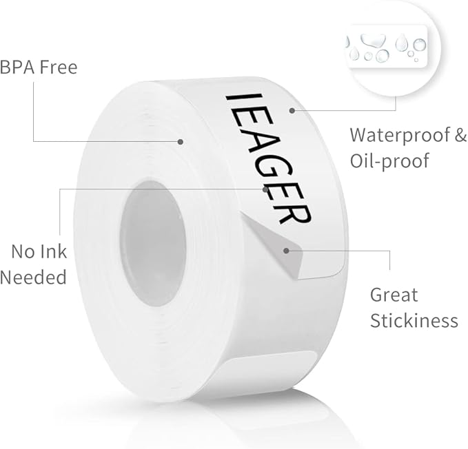 iEager Label Maker Tape, 15mm x 50mm, White Sticker Thermal Paper, Household Storage Labels, Self-Adhesive Label Tape, Set of 3