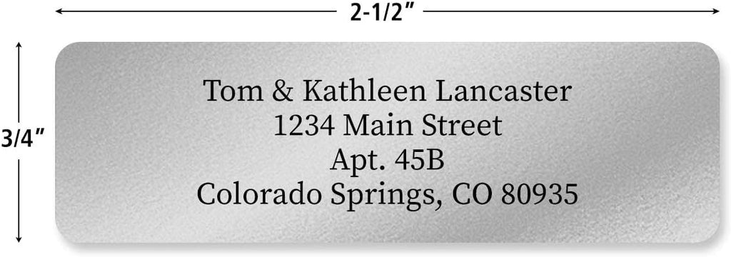 Colorful Images Silver Metallic Foil Rolled Return Address Mailing Labels with Dispenser, Customize with Name & Shipping Address, 250 Self Adhesive, Easy Peel Sticker Label Roll, 3/4" x 2 1/2"