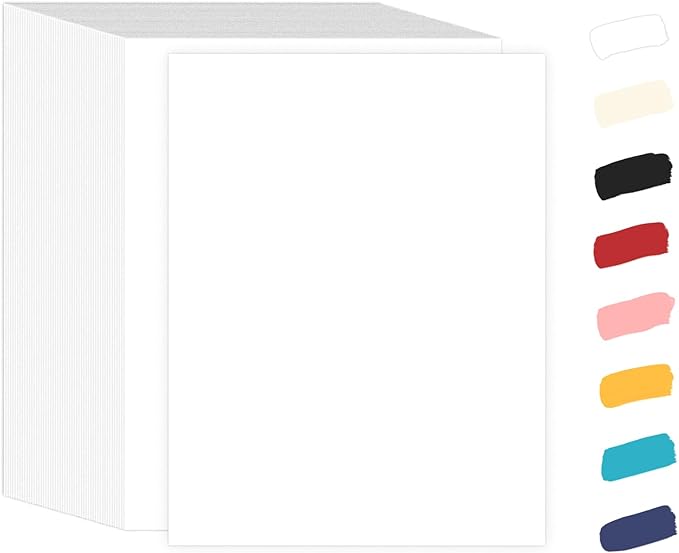 White Cardstock 8.5 x 11 White Paper 100 Pack, Goefun 65lb Card Stock Printer Paper for Cards Making, Office Printing, Certificate