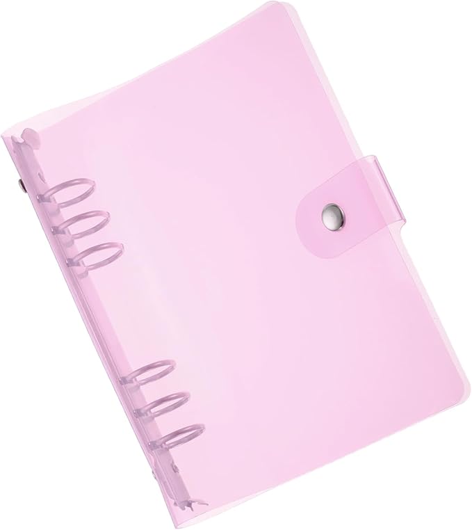 PATIKIL A6 Clear Binder Cover, Soft PVC Loose Leaf Binder Protector Refillable Notebook Shell with Snap Button Closure for DIY Meeting Notebook Folder, Purple