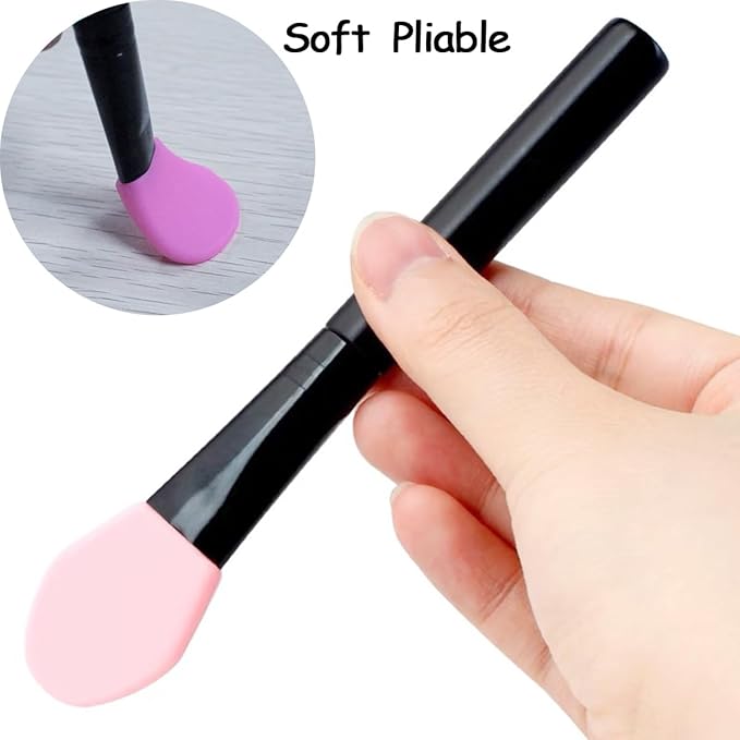 12 Pcs Silicone Magic Brushes, Fan-shaped Blending Brush Set for DIY Painting Mixing & Spreading, Black, White, Purple, Pink, Silicone Material, Acrylic, Ink