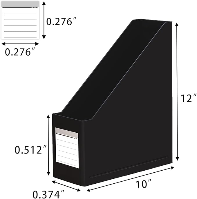Magazine File Holder(2Pack,Black)-XiePiPiPaper Paperboard Book Organizer- Desk Magazine File Organizer for Home, Office, Classroom-Storage Box for Dounments with Label Stickers.