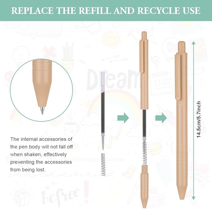 AUAUY Colored Retractable Gel Pens, 5PCS Cute Retractable Quick Dry Gel Ink Pen, Cute Pens 0.5mm Medium Point Quick Drying for Writing Drawing Journaling Note Taking School Office Home