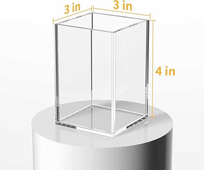 NIUBEE Acrylic Pen Holder 4 Pack,Clear Desktop Pencil Cup Stationery Organizer for Office Desk Accessory