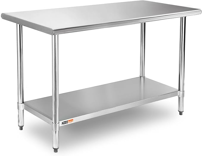 Stainless Steel Table for Prep & Work with Adjustable Undershelf 60 x 24 inches,5ft, Heavy Duty Commercial Kitchen Table for Restaurant, Home, Hotel, Kitchen Prep Tables
